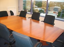 Polished Timber Veneer Boatshape Boardtable. Various Sizes